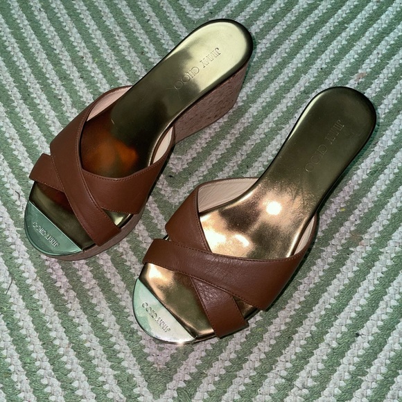 Jimmy Choo Platform Sandals Prima Cork Wedge Slides - Picture 9 of 13